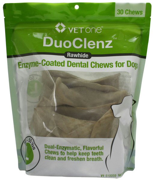 DuoClenz Enzymatic Rawhide Chews for Dogs - 25 - 50 lbs - 30 chews