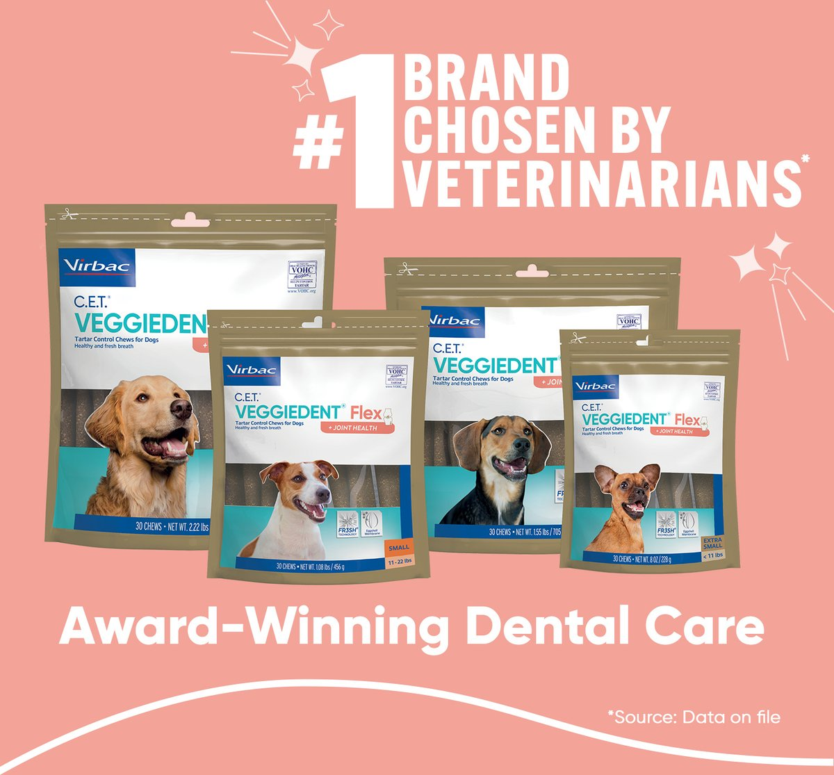 C.E.T. VeggieDent Flex + Joint Health for Small Dogs 11-25 lbs