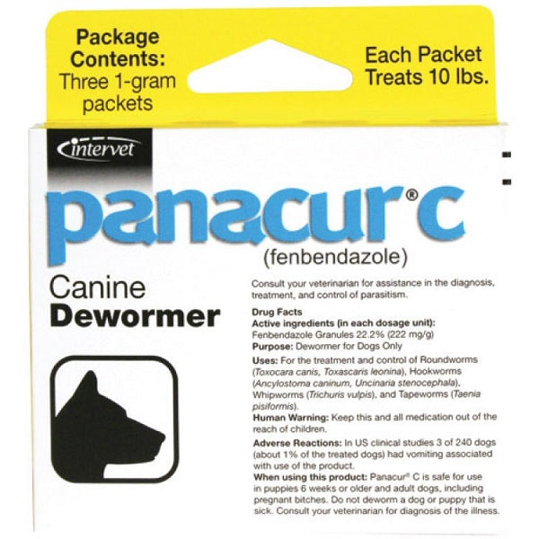 Panacur C — Box of 3 Packets (10 lb, 20 lb, and 40 lb options)