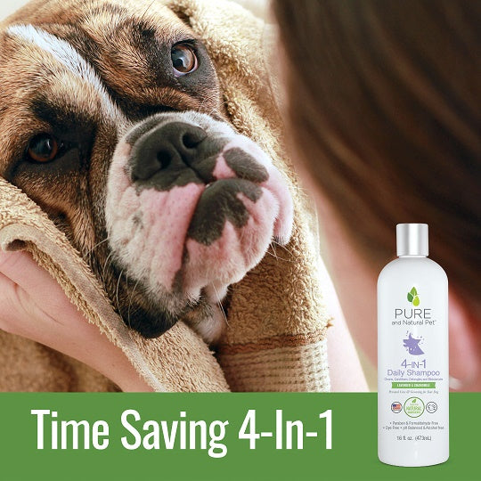 Pure & Natural Pet 4 in 1 Daily Shampoo for Dogs, Lavender & Chamomile- 16oz.