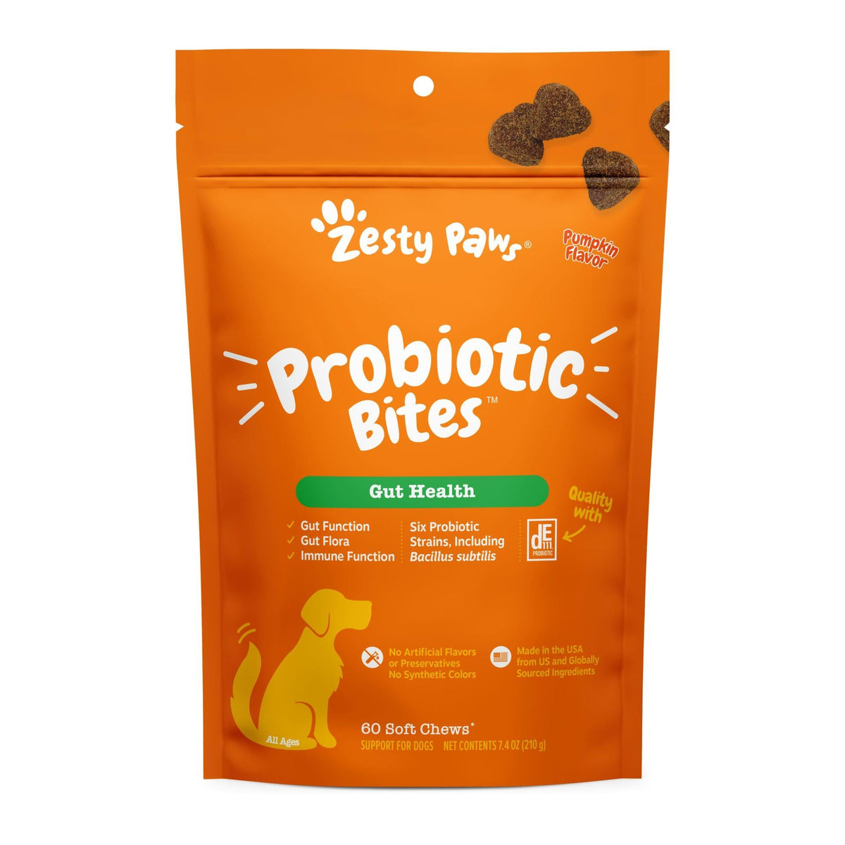 Zesty Paws Probiotic Bites Pumpkin Flavored Chews for Dogs (90 ct)