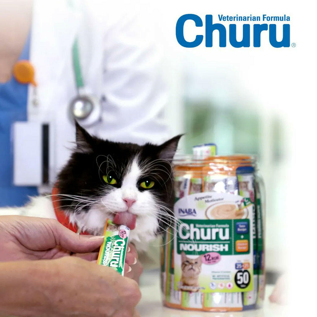 INABA Veterinarian Formula Churu Nourish, Chicken & Tuna Recipe Lickable Treats for Cats