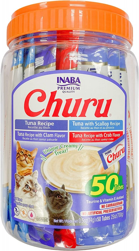 Inaba Churu Tuna Seafood Variety Pack Grain-Free Lickable Treat for Cats