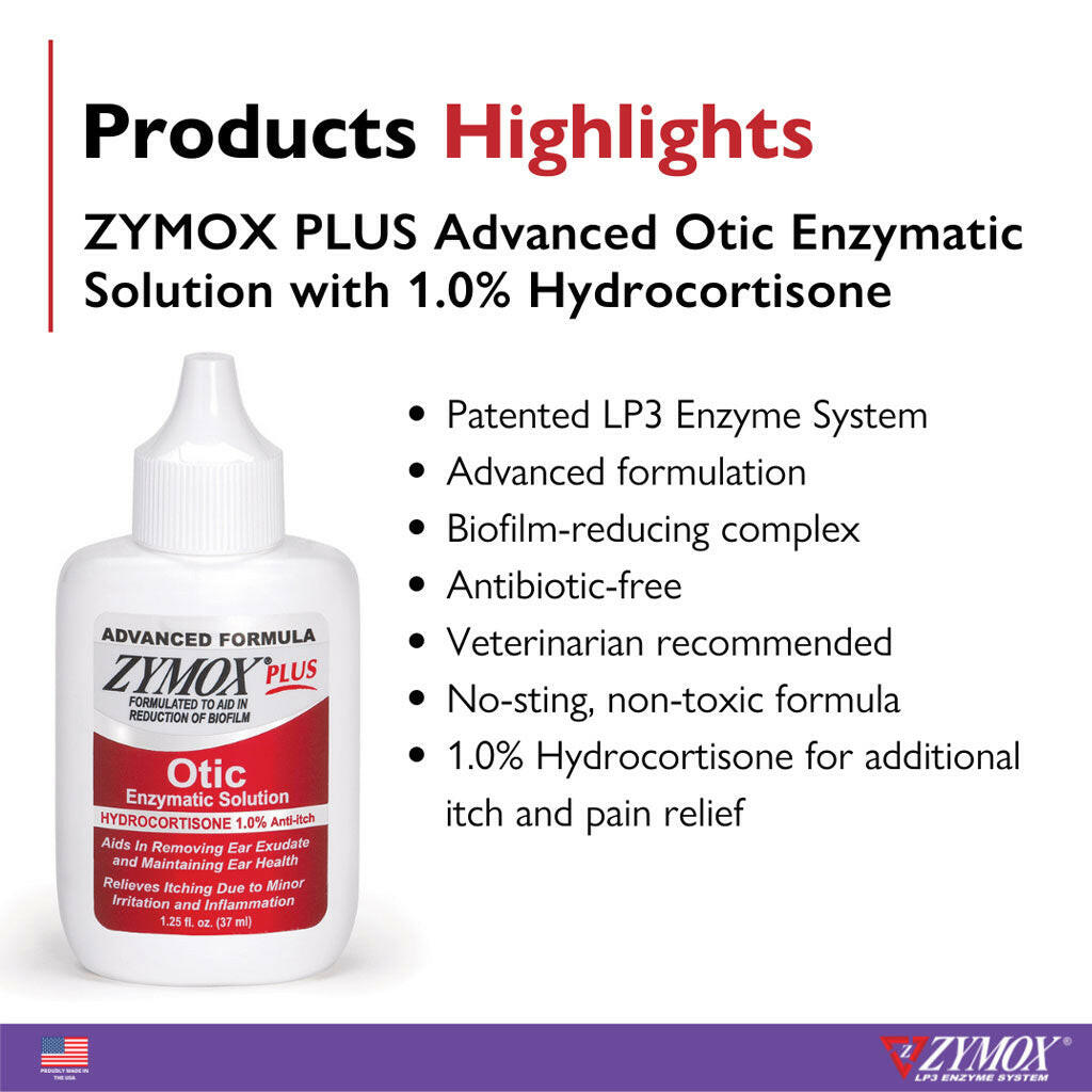 ZYMOX Plus Advanced Otic Enzymatic Solution With 1% Hydrocortisone