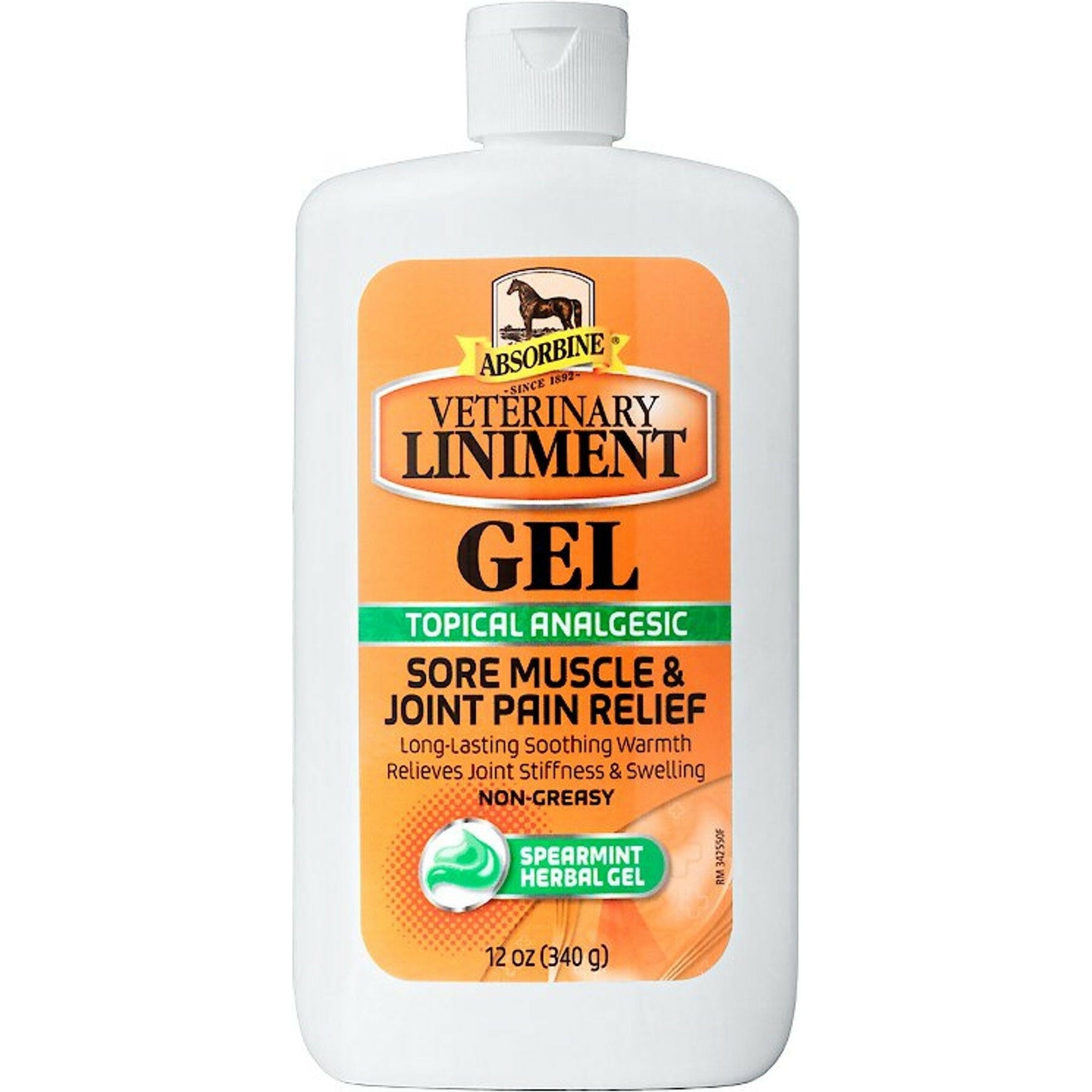 Absorbine Veterinary Liniment Gel – Spearmint Topical Analgesic for Horses – Sore Muscle & Joint Pain Relief (3 oz / 12 oz)