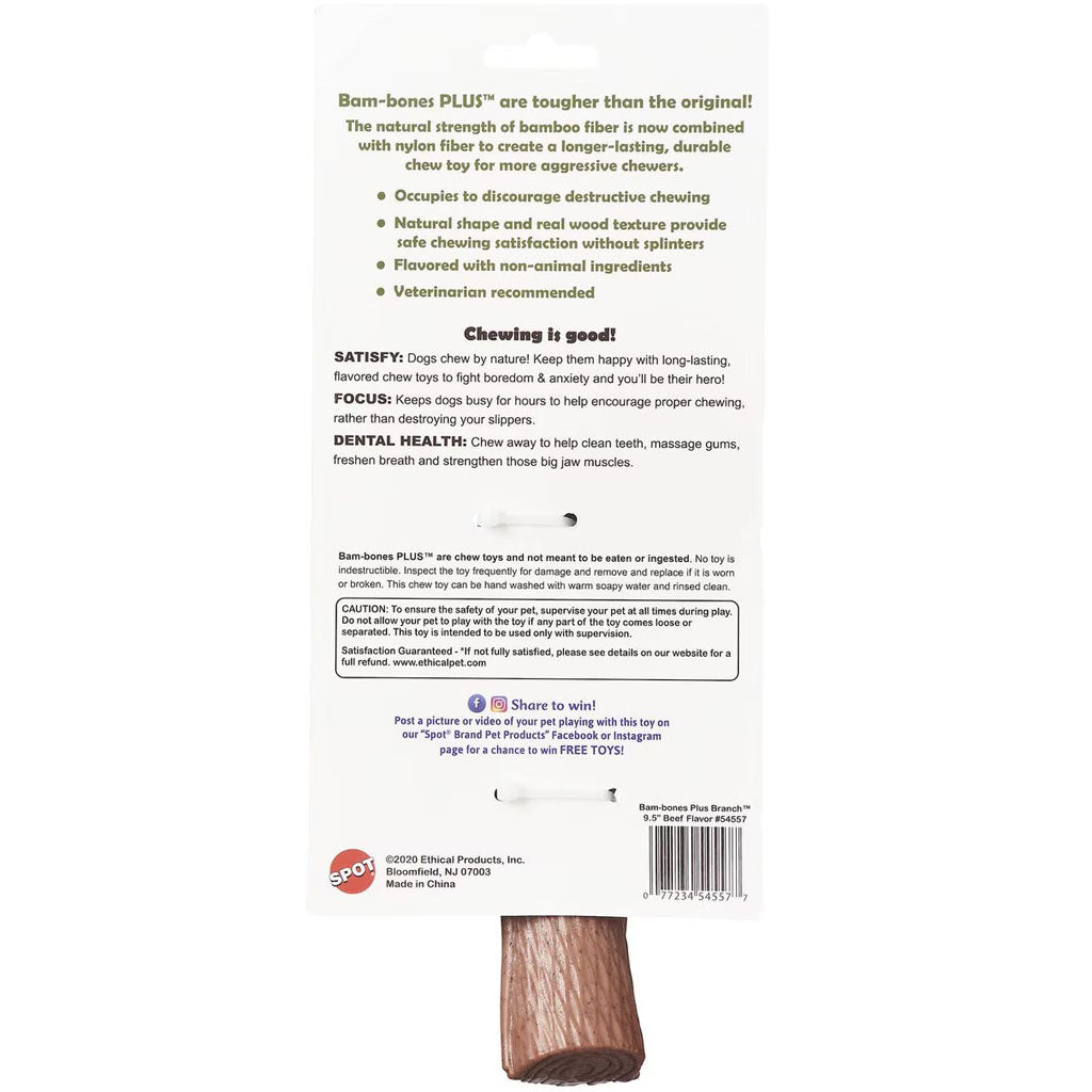 Spot Bam-Bones Plus Branch Beef Flavor Dog Chew Toy