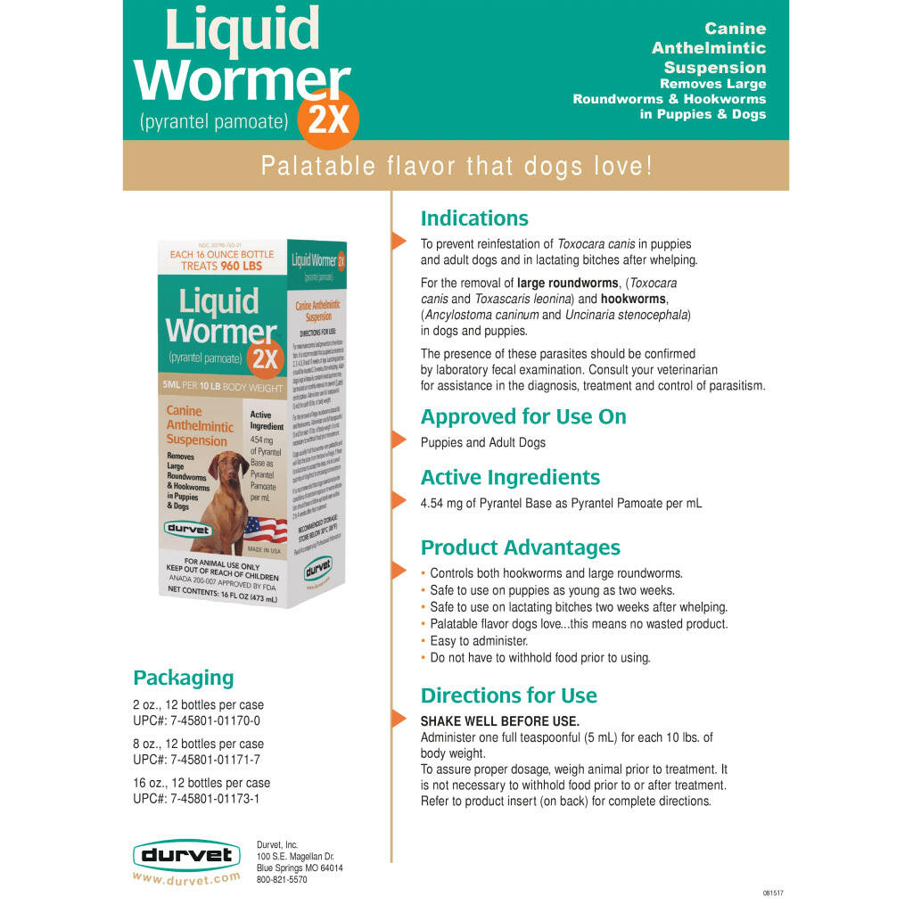 Liquid Wormer 2X Canine Anthelmintic Suspension Dewormer for Dogs