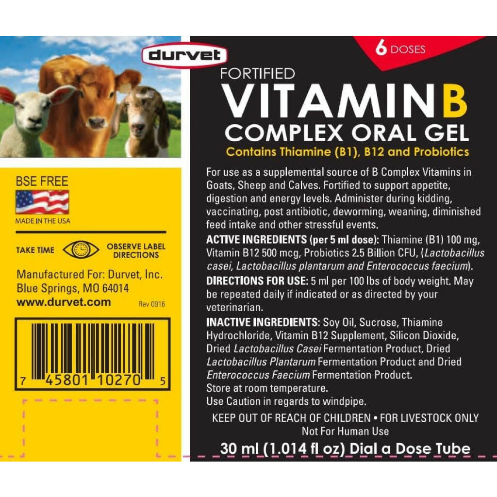 Durvet Fortified Vitamin B Complex Oral Gel (30 ml)