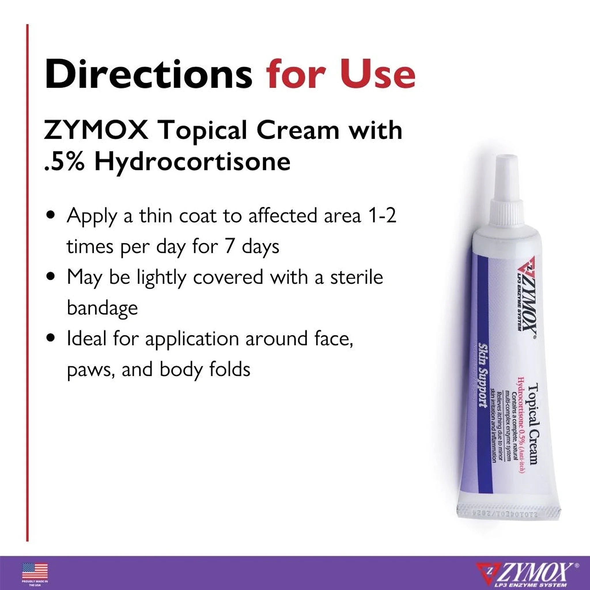 Zymox Topical Cream Hydrocortisone 0.5% for Dogs & Cats