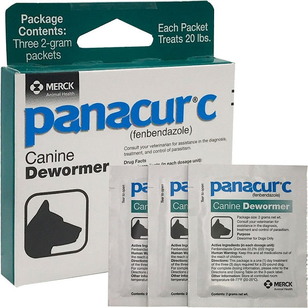 Panacur C — Box of 3 Packets (10 lb, 20 lb, and 40 lb options)