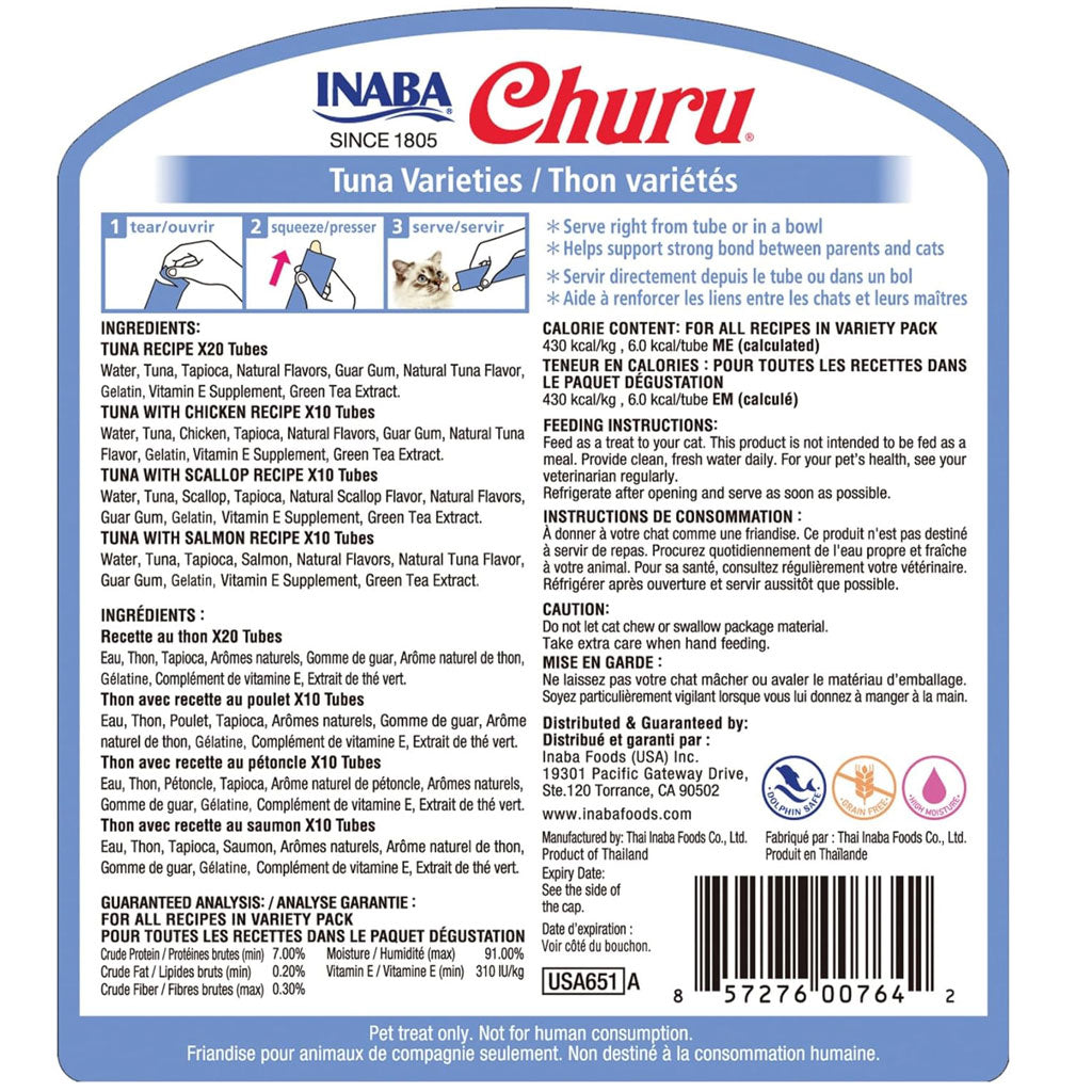 Inaba Churu Tuna Variety Pack Grain-Free Lickable Treat for Cats