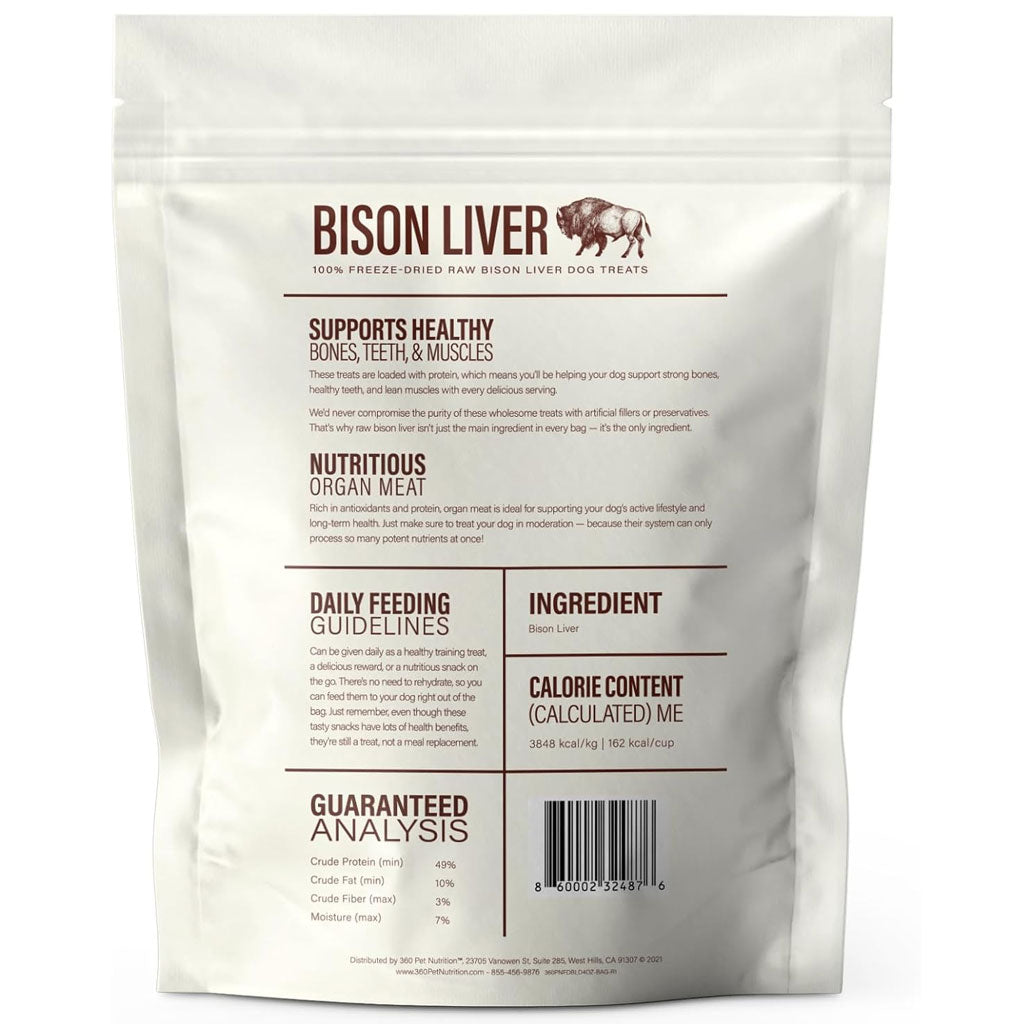 360 Pet Nutrition Bison Liver Freeze-Dried Raw Dog Food, 4-oz