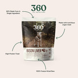 360 Pet Nutrition Bison Liver Freeze-Dried Raw Dog Food, 4-oz