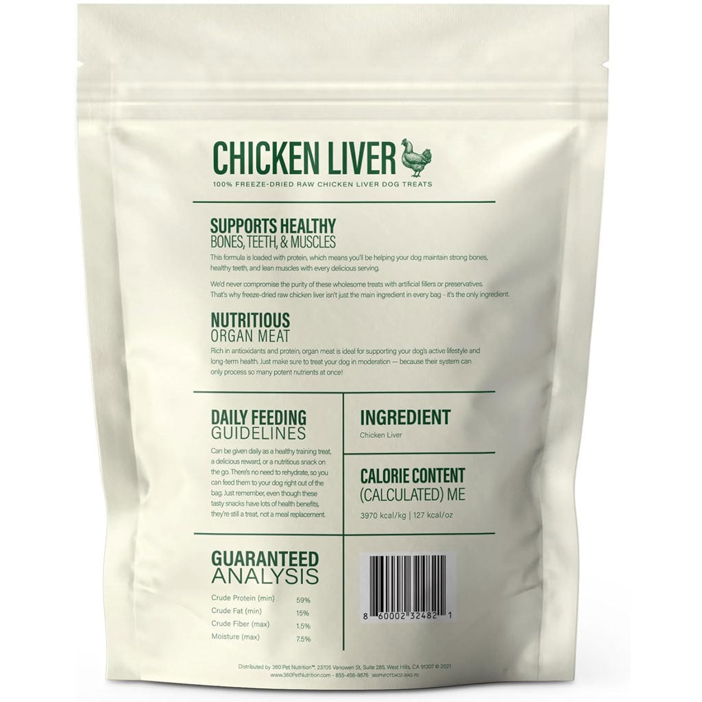 360 Pet Nutrition Chicken Liver Freeze-Dried Raw Dog Food, 4-oz
