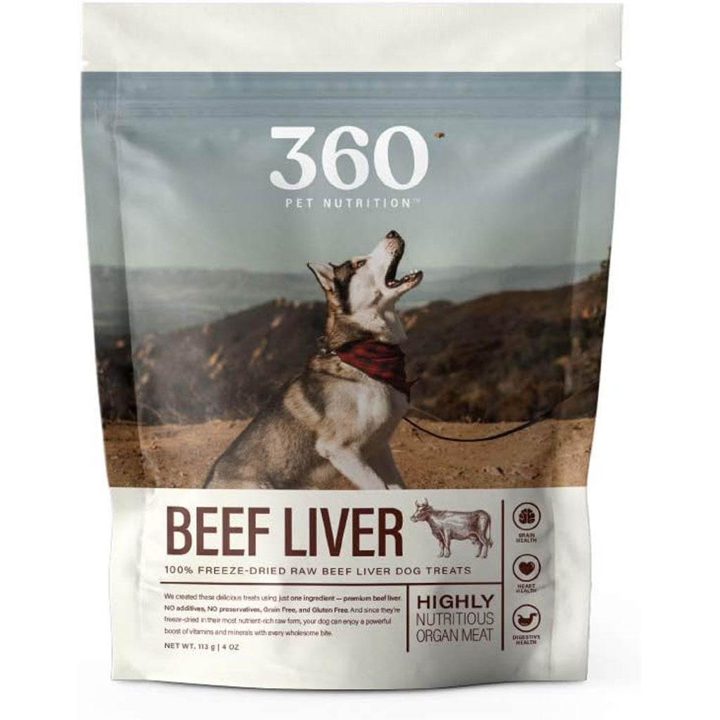360 Pet Nutrition Beef Liver Freeze-Dried Raw Dog Food, 4-oz