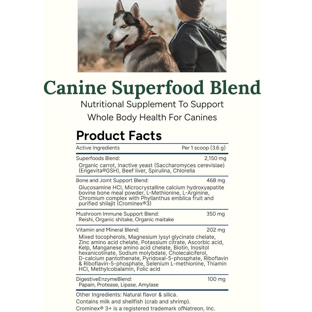 360 Pet Nutrition Canine Superfood Blend Nutritional Supplements for Dogs, 3.81-oz