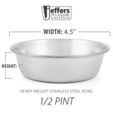 Jeffers Heavy Weight Stainless Steel Pet Bowls – Durable Pet Food & Water Dish, Chew-Resistant, Dishwasher Safe