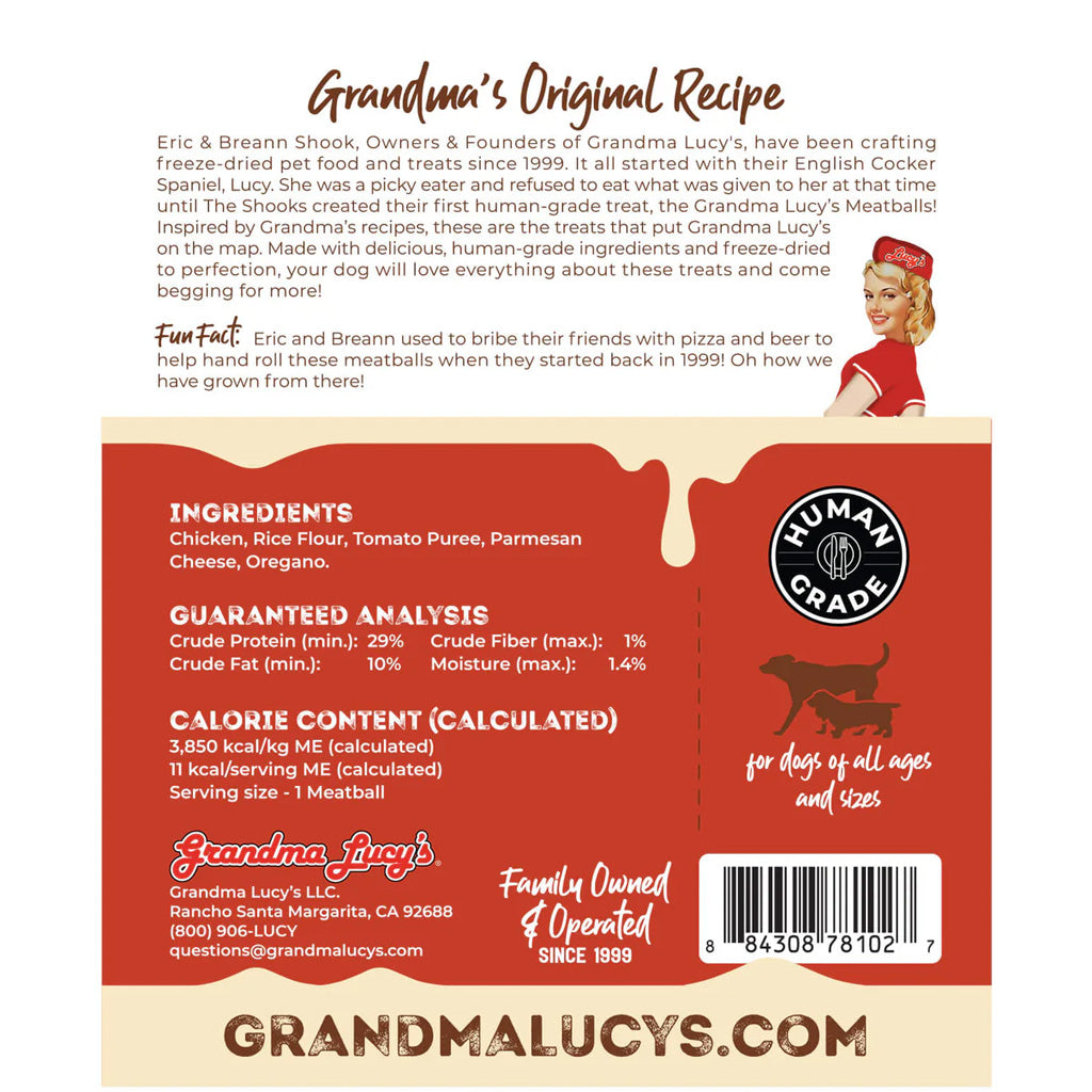Grandma Lucy Chicken Parmesan Freeze-Dried Meatball Treats for Dogs, 3-oz