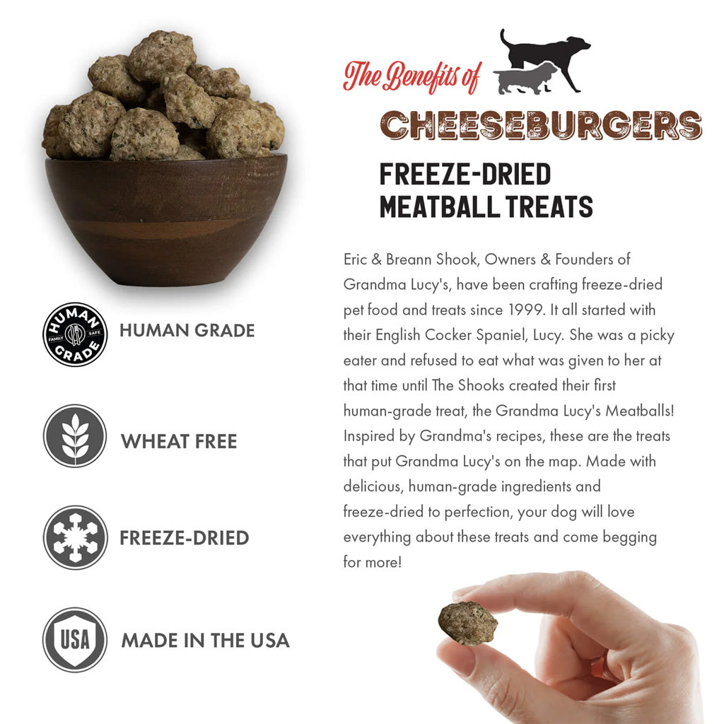 Grandma Lucy Cheeseburgers Freeze-Dried Meatball Treats for Dogs, 3-oz
