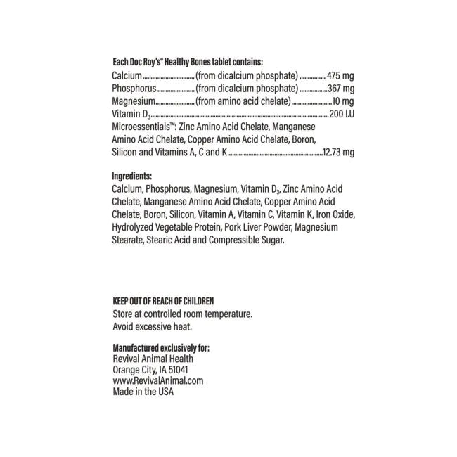 Doc Roy's Healthy Bones - Supplement for Puppies and Adult Dogs, 100 ct