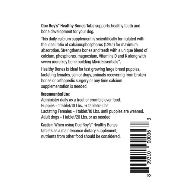 Doc Roy's Healthy Bones - Supplement for Puppies and Adult Dogs, 100 ct