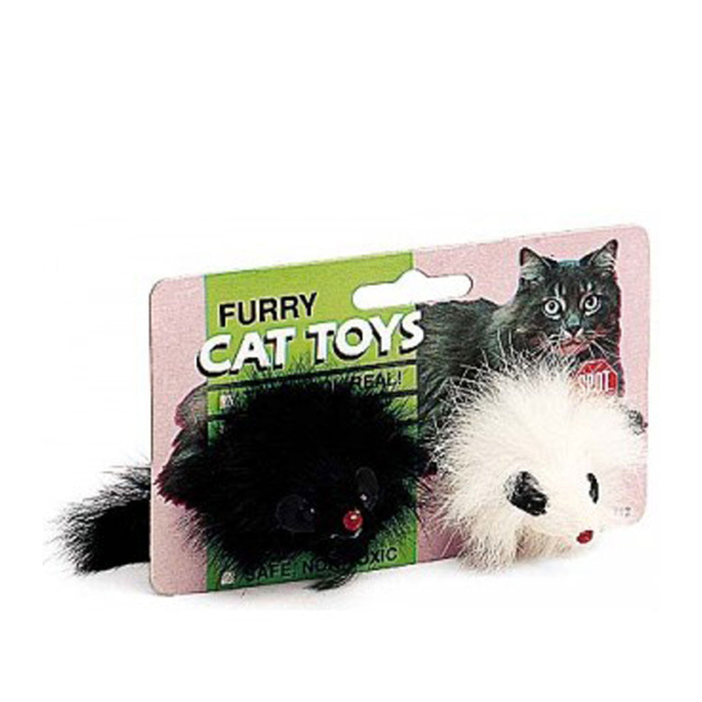 Spot Twin Plush Mice Rattle & Catnip Toy, Black & White Twin Pack
