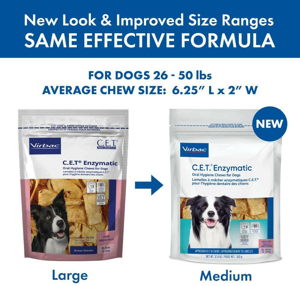 C.E.T. Enzymatic Dental Chews for Medium Dogs 26-50 lbs