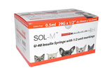 SOL-M Insulin U40 Syringe with HALF UNIT markings - bags of 10 or box of 100 - 5 sizes