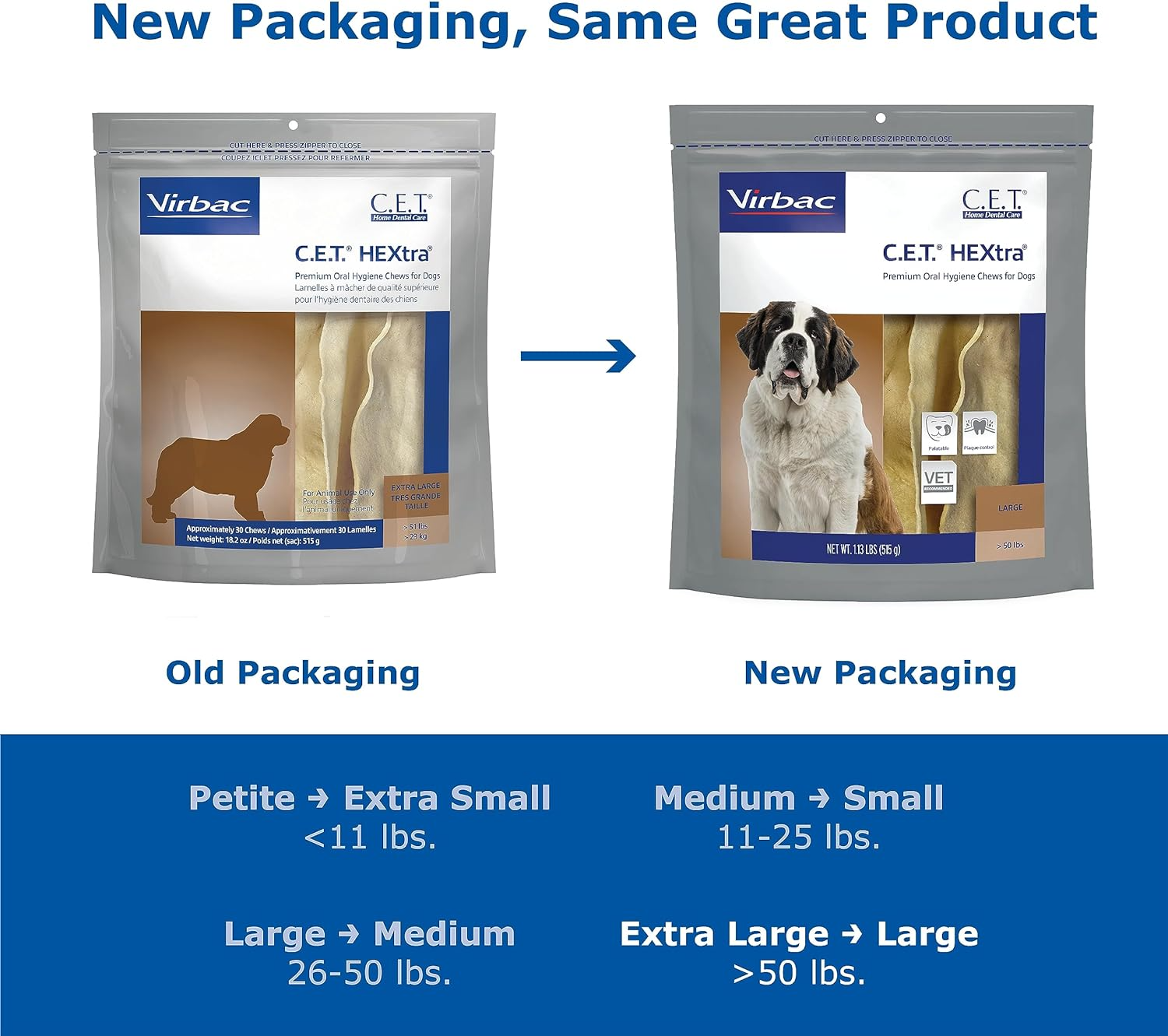 C.E.T. HEXtra Dental Chews for Large Dogs Over 50 lbs