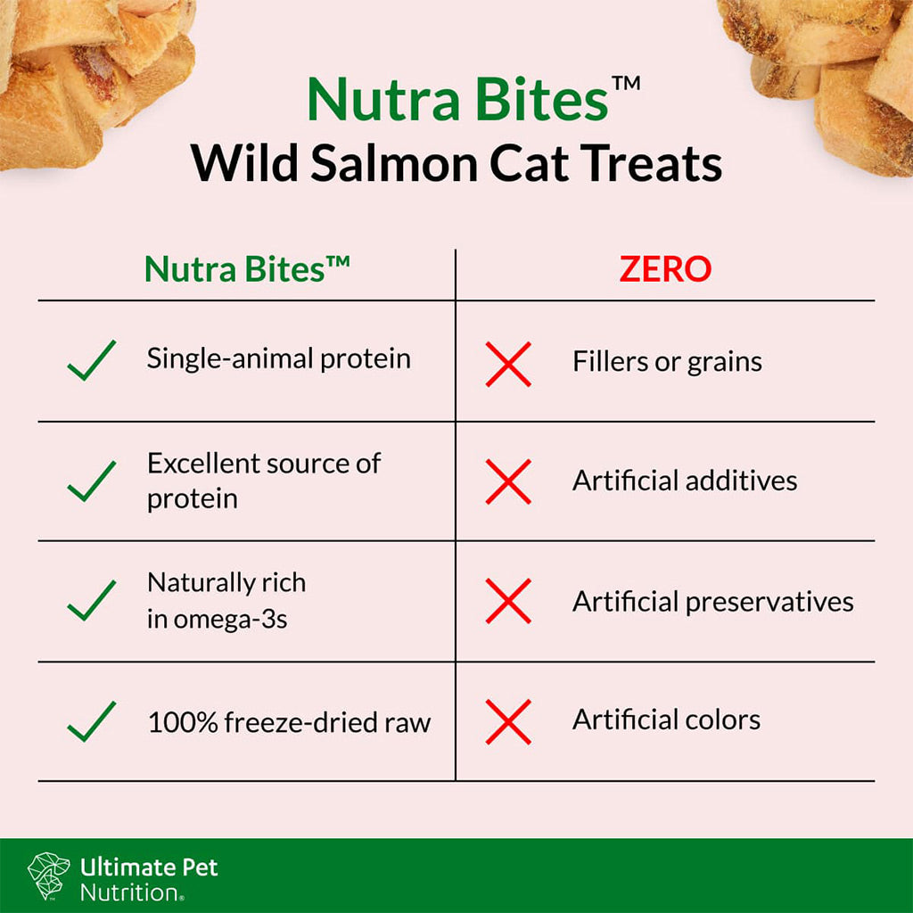 Ultimate Pet Nutrition Nutra Bites Freeze Dried Wild Salmon Cat Treats, 2.5-oz