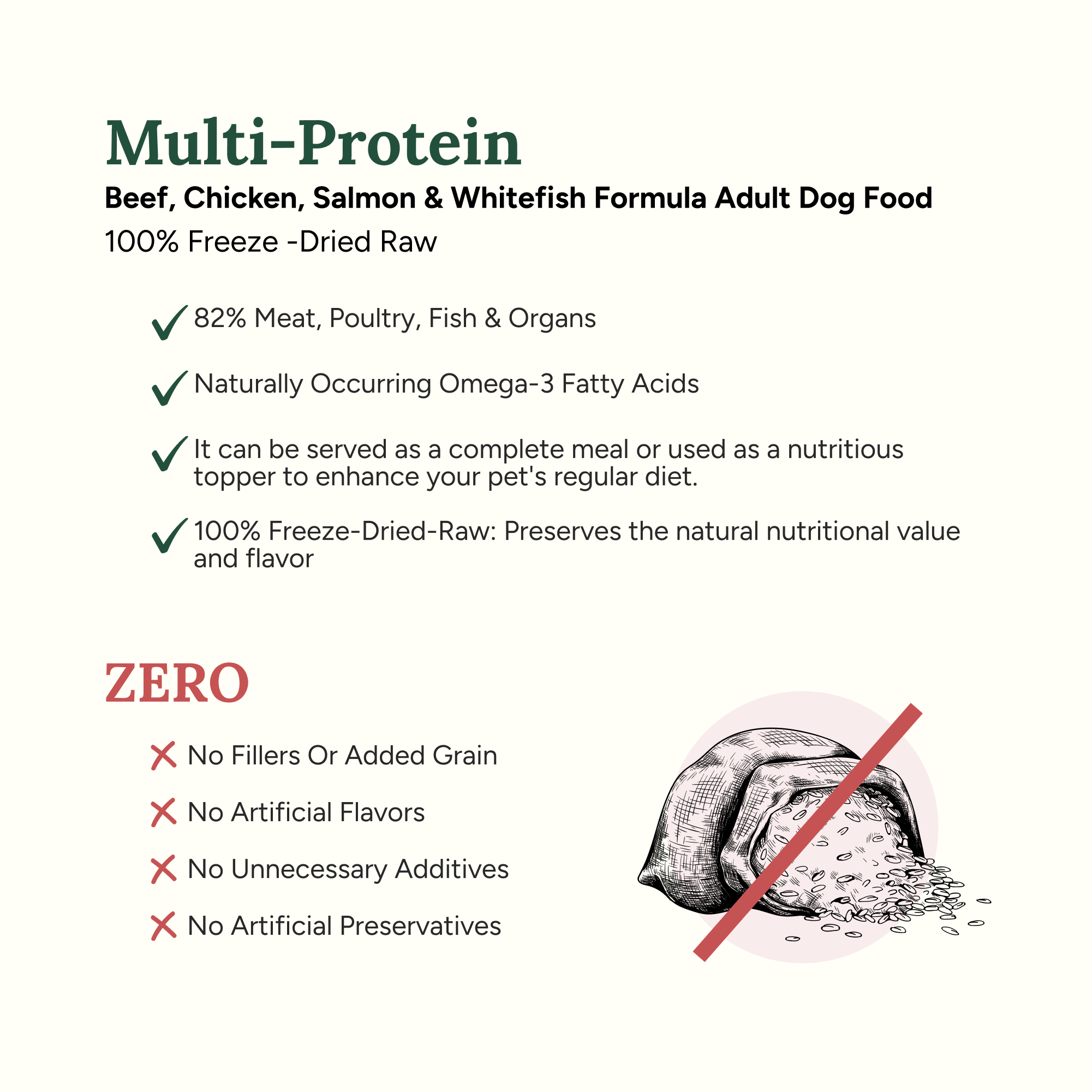 360 Pet Nutrition Multi-Meat Freeze-Dried Raw Complete Meal for Adult Dogs