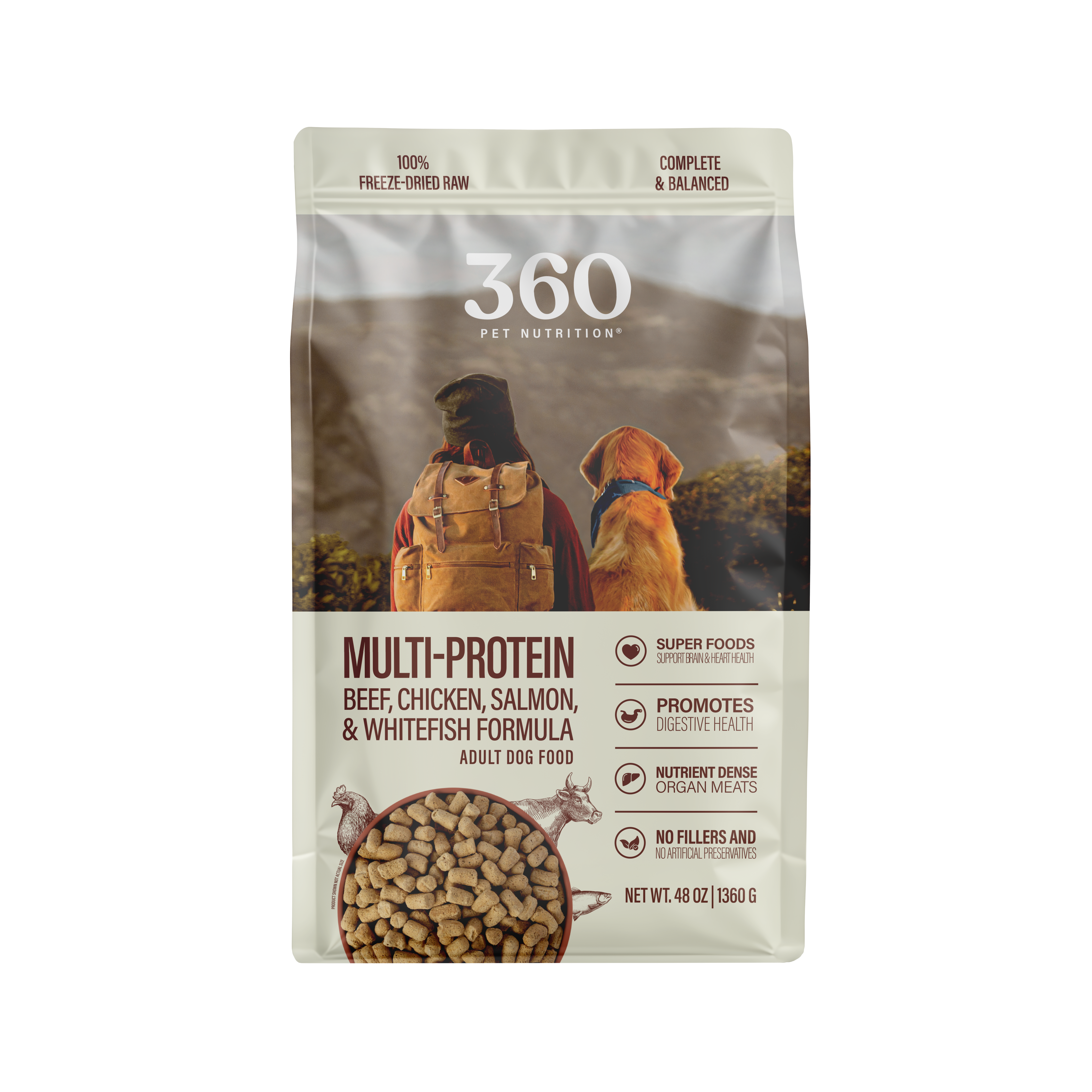 360 Pet Nutrition Multi-Meat Freeze-Dried Raw Complete Meal for Adult Dogs