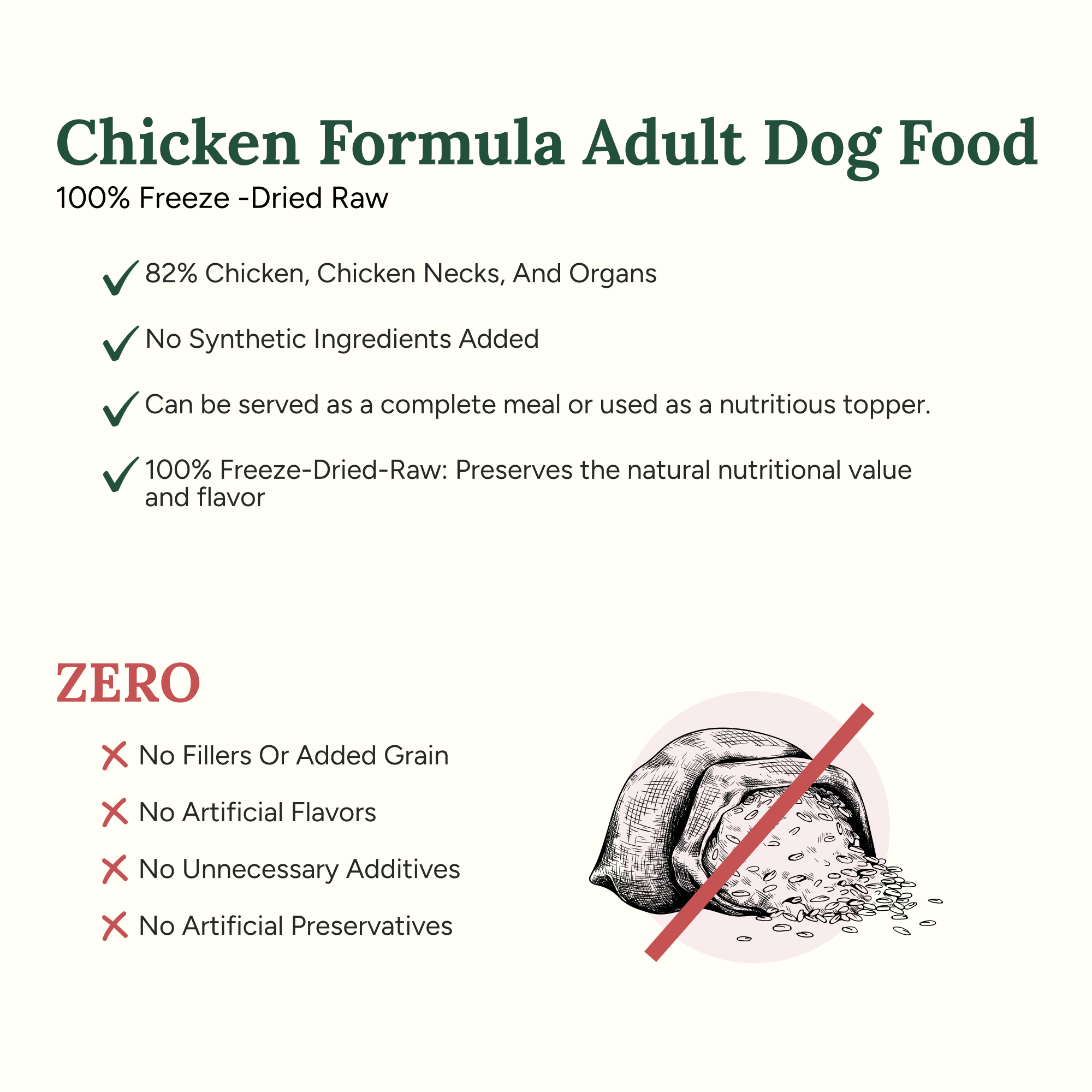 360 Pet Nutrition Chicken Freeze-Dried Raw Complete Meal for Adult Dogs