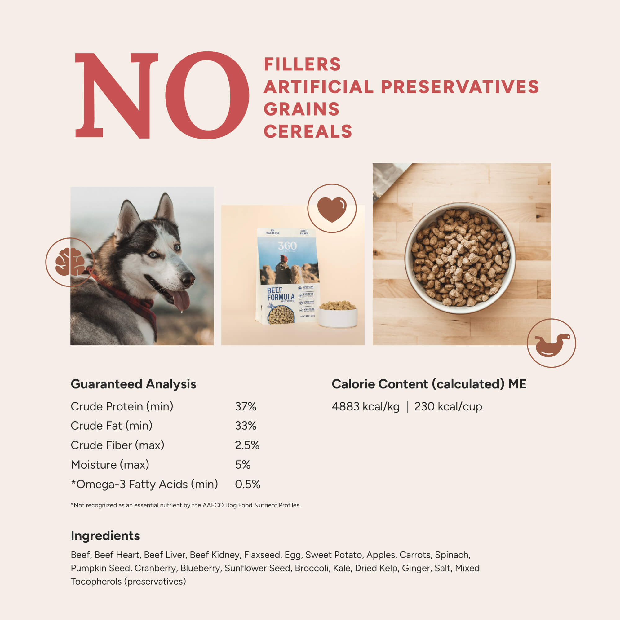 360 Pet Nutrition Beef Formula Freeze-Dried Raw Dog Food