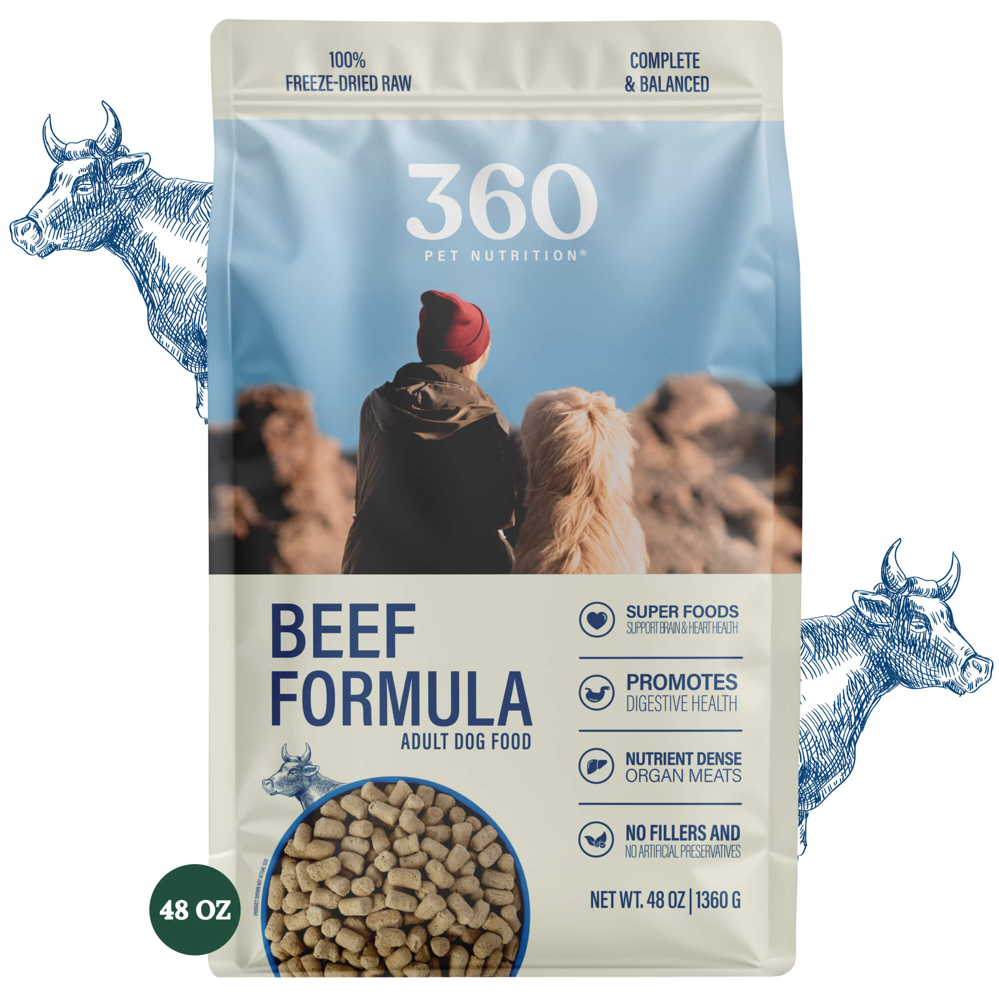 360 Pet Nutrition Beef Formula Freeze-Dried Raw Dog Food