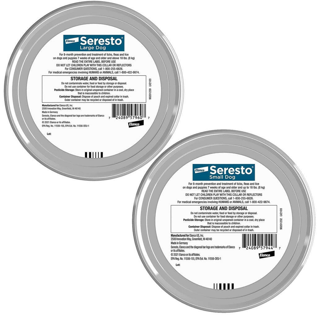 Seresto Flea & Tick Collar for Dogs, Over 18 lbs + Seresto Flea & Tick Collar for Dogs, Up to 18 lbs