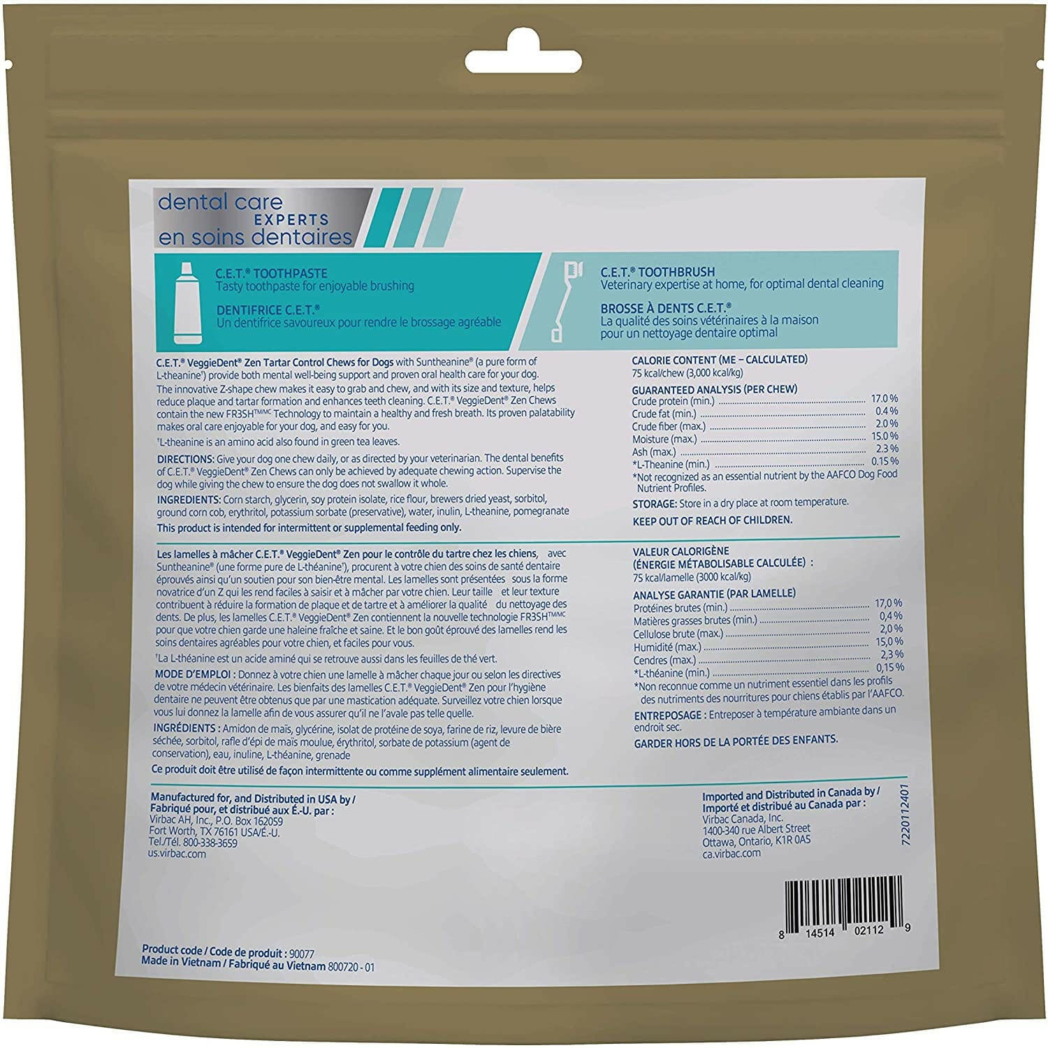 C.E.T. VeggieDent Zen for Medium Dogs 22-66 lbs