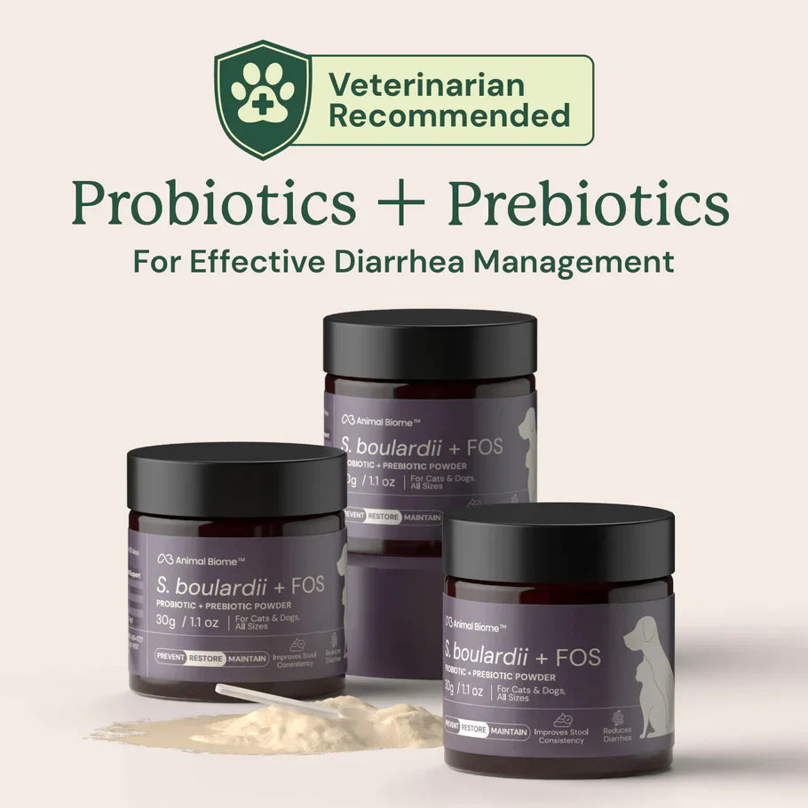 Animal Biome S.boulardii + FOS Probiotic + Prebiotic Powder for Dogs & Cats