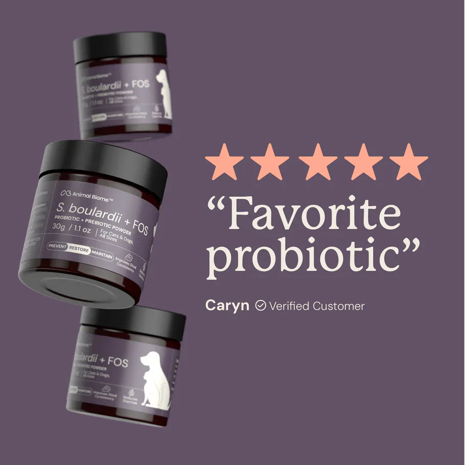Animal Biome S.boulardii + FOS Probiotic + Prebiotic Powder for Dogs & Cats