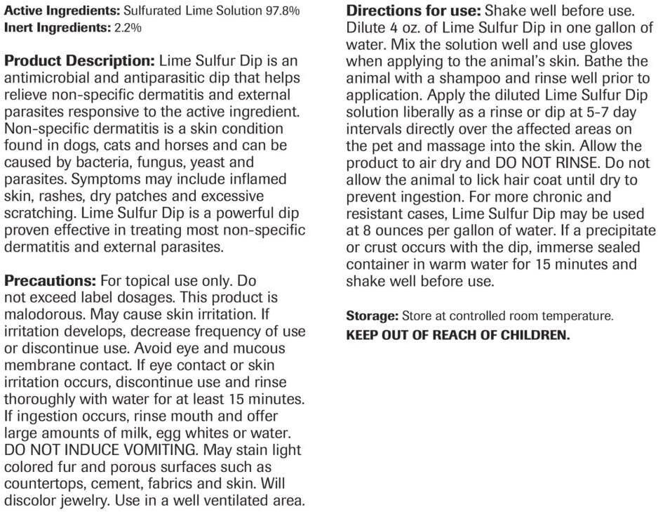 Vet Basics Lime Sulfur Dip for Dogs, cats & Horses, Gallon