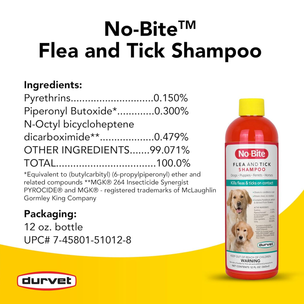 Durvet No-Bite™ Flea and Tick Shampoo for Dogs & Puppies, 12 oz