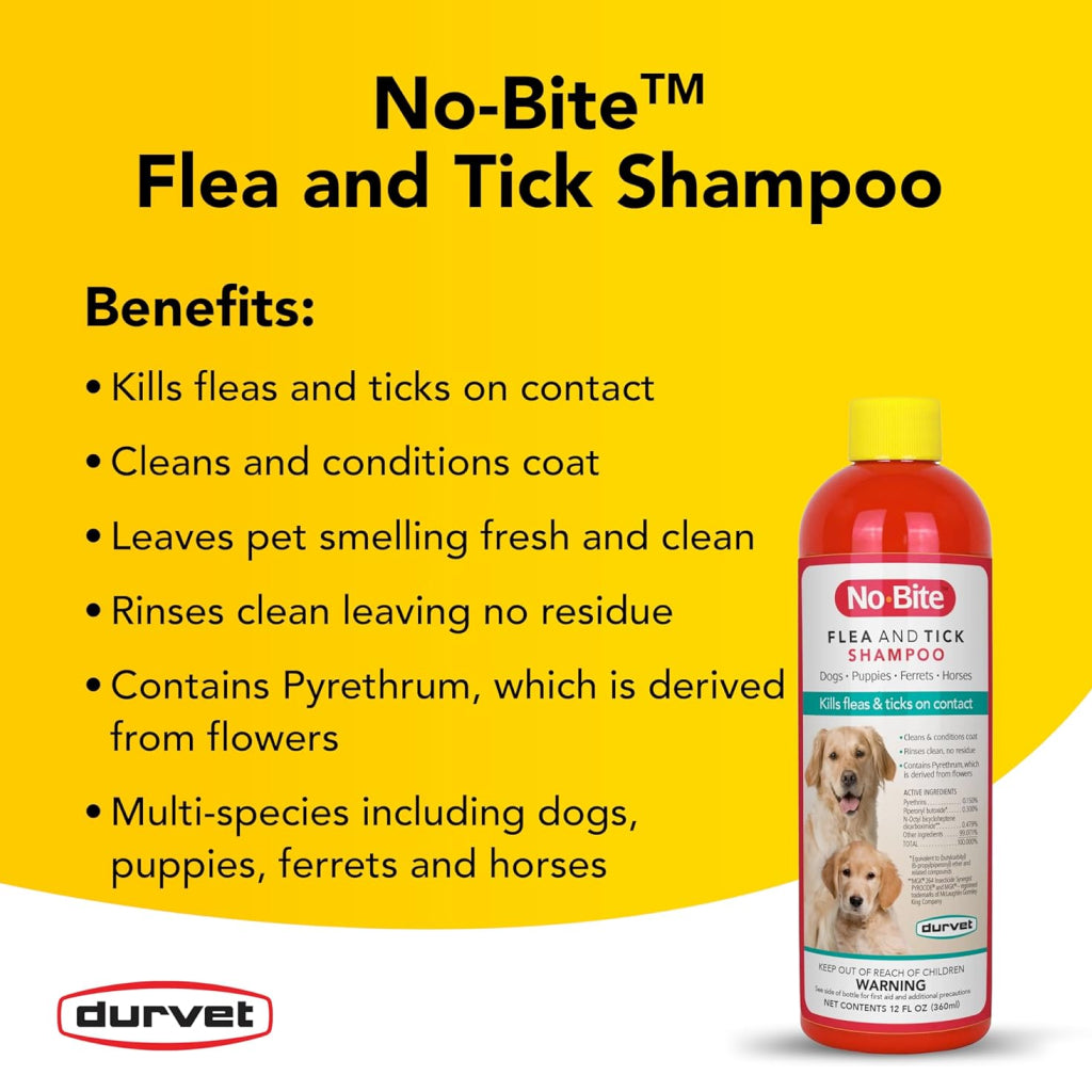 Durvet No-Bite™ Flea and Tick Shampoo for Dogs & Puppies, 12 oz