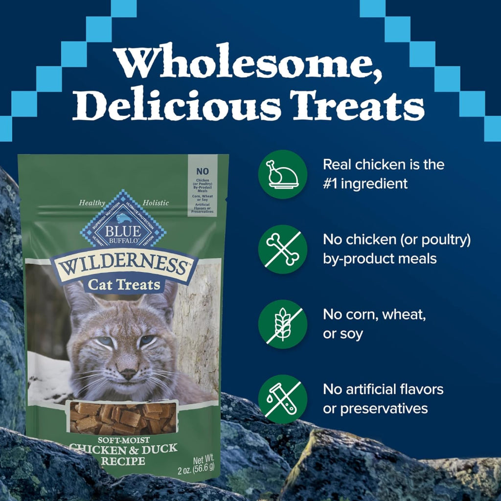 Blue Buffalo Wilderness Chicken & Duck Moist Treats For Cats (2 oz)