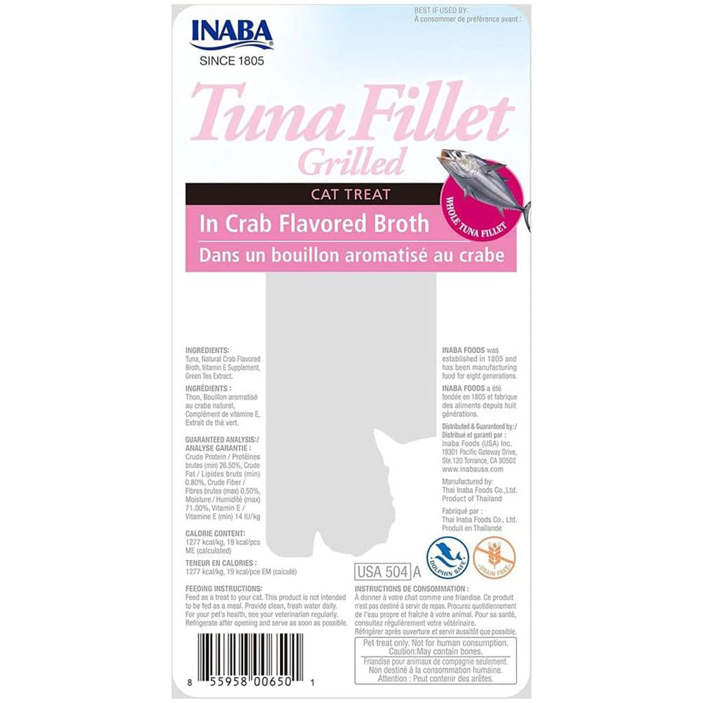 Inaba Grilled Tuna Fillet in Crab Flavored Broth Cat Treat, 0.52-oz