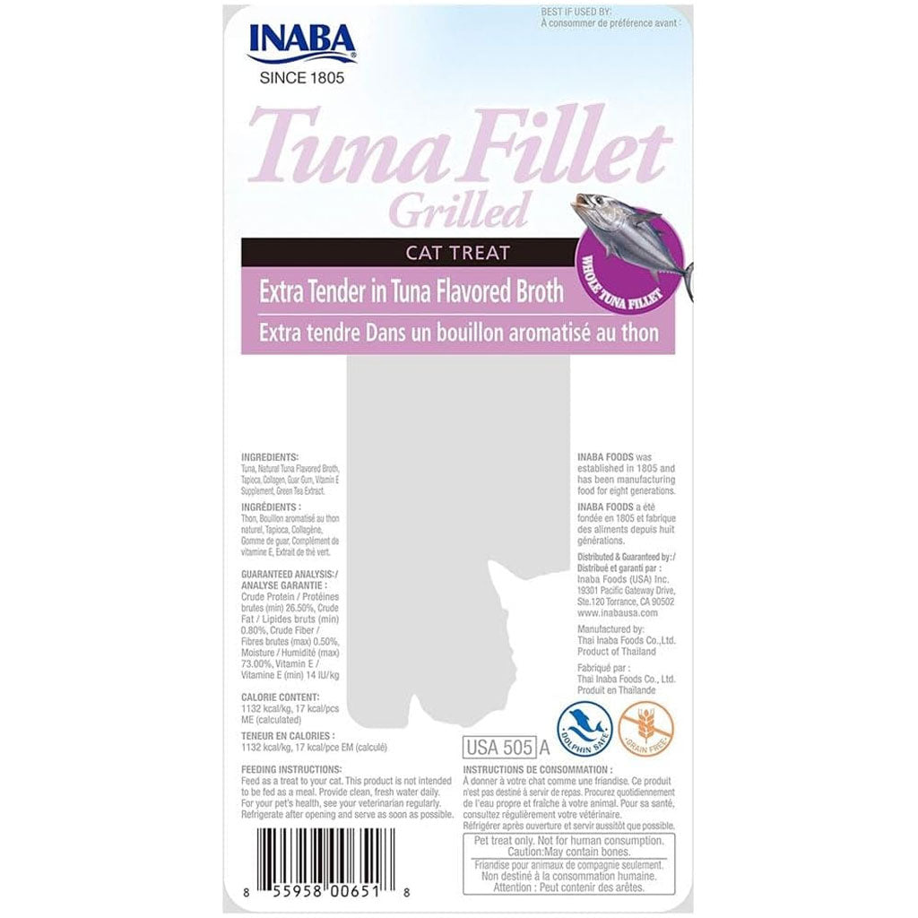 Inaba Grilled Tuna Fillet Extra Tender in Tuna Flavored Broth Cat Treat, 0.52-oz