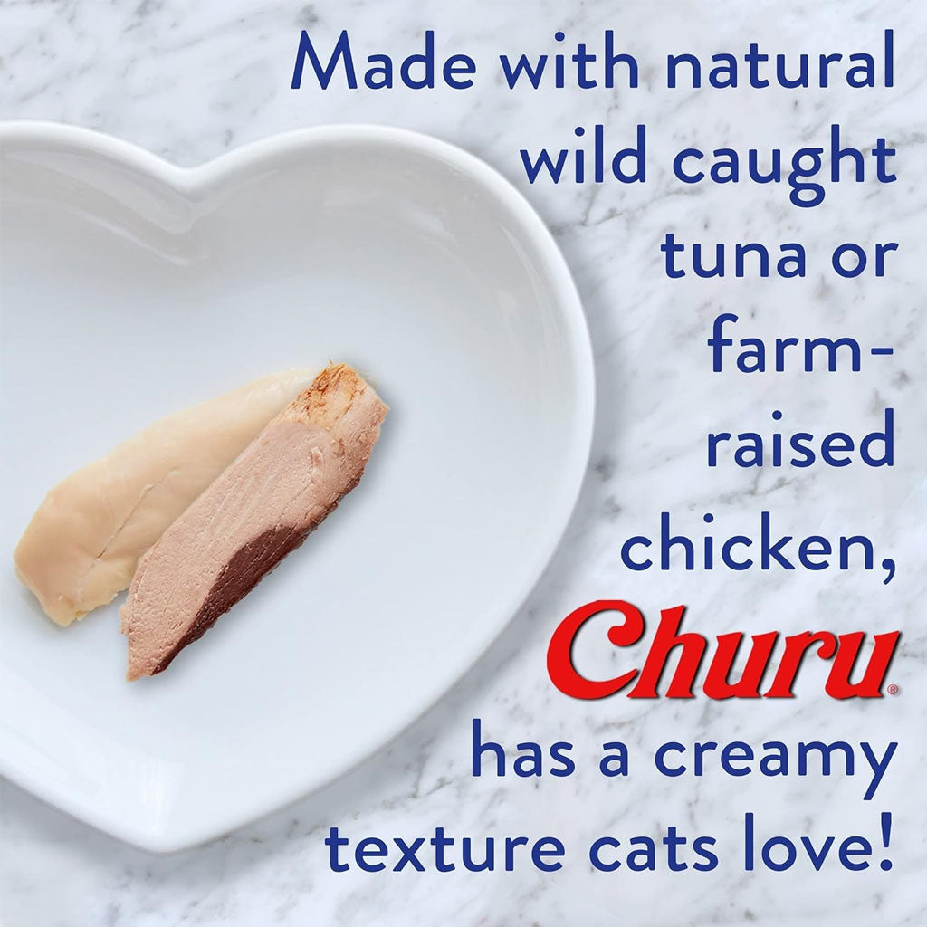 Inaba Churu Tuna with Scallop Puree Grain-Free Lickable Treat for Cats, 0.5-oz x 4-tubes