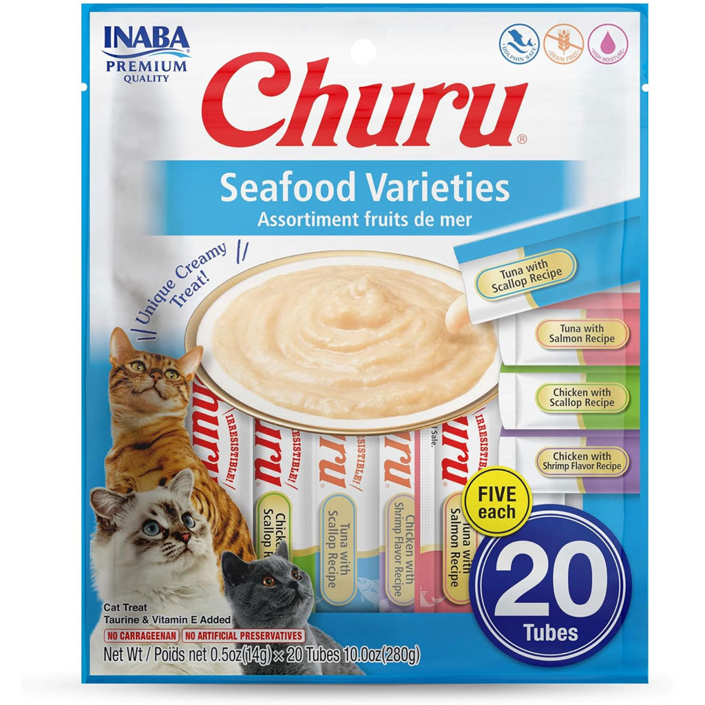 Inaba Churu Seafood Variety Pack Grain-Free Lickable Treat for Cats