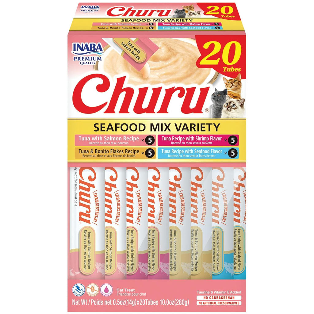 Inaba Churu Seafood Variety Pack Grain-Free Lickable Treat for Cats