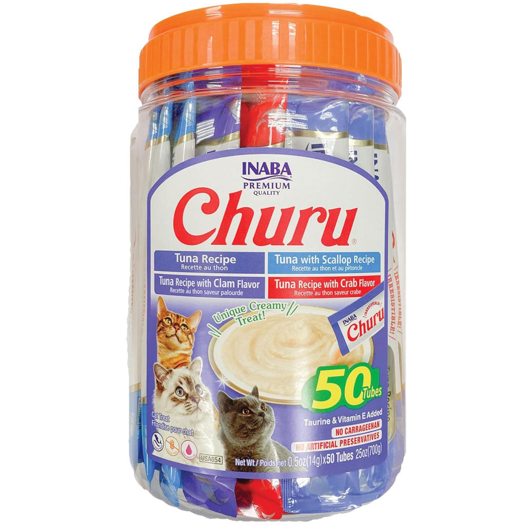 Inaba Churu Tuna Seafood Variety Pack Grain-Free Lickable Treat for Cats