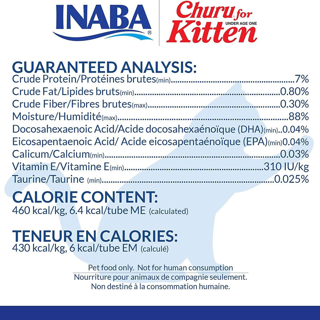 Inaba Churu for Kittens Chicken Recipe Puree Grain-Free Lickable Treat for Cats, 0.5-oz x 4-tubes